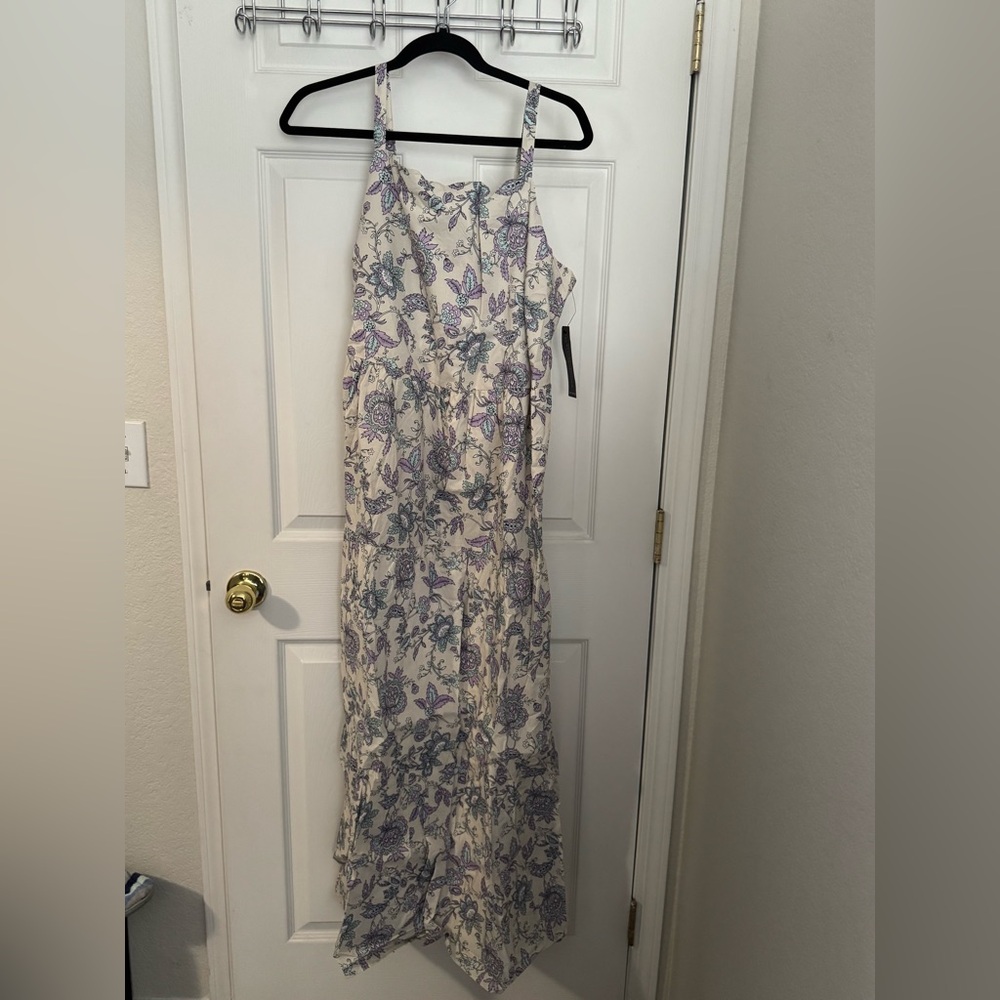 Lane Bryant Floral Maxi Dress in Purple, Blue and Cream with Adjustable Straps